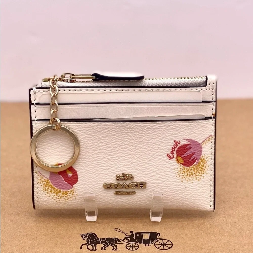 Coach Mini Skinny ID Case Small Wallet With Pop Floral Print